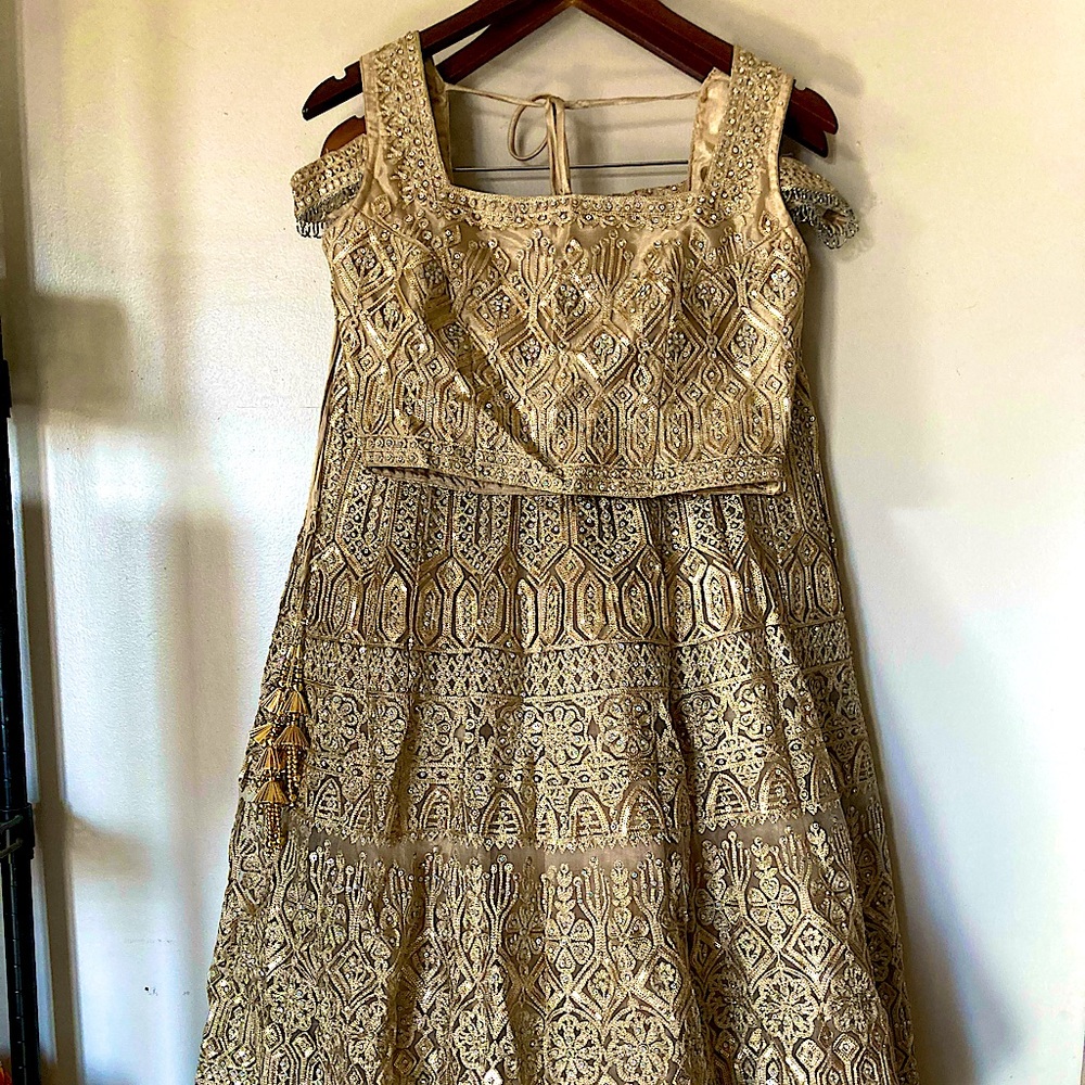 Gold and rhinestone Indian Lehenga